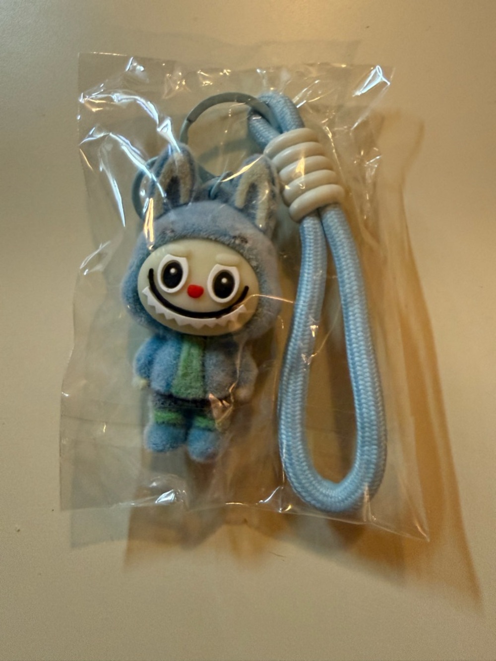 Labubu Monster Character Light Blue Keychain Wristlet
